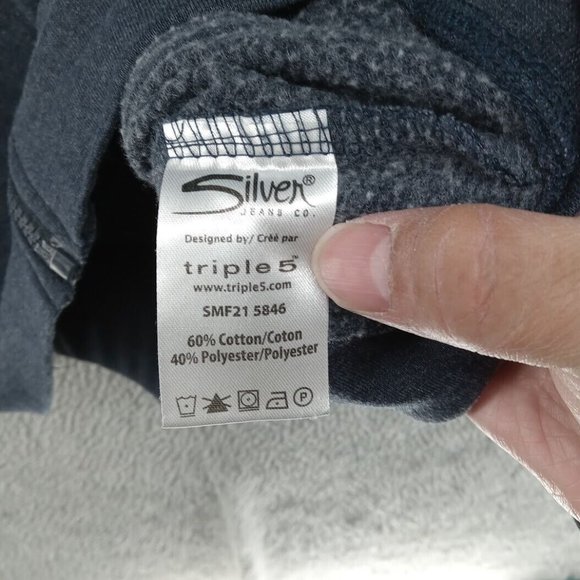 Silver Jeans Co Hoodie Mens Small Blue Full Zip Sweatshirt Color Block - Picture 5 of 9